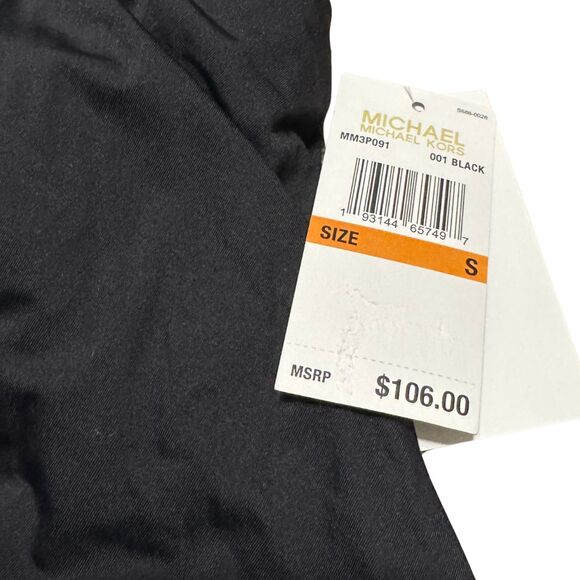 MICHAEL KORS Chain Trim One Shoulder Tankini Top Swim Asymmetric Black NWT Small - Picture 5 of 5